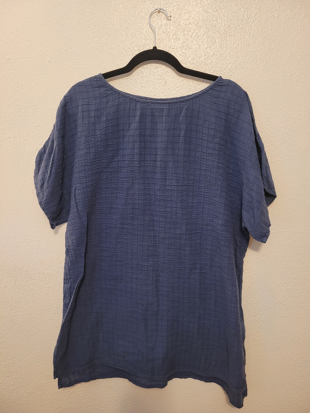 J.Jill Pure Jill Blue Cotton Gauze Textured Relaxed Top Size M
